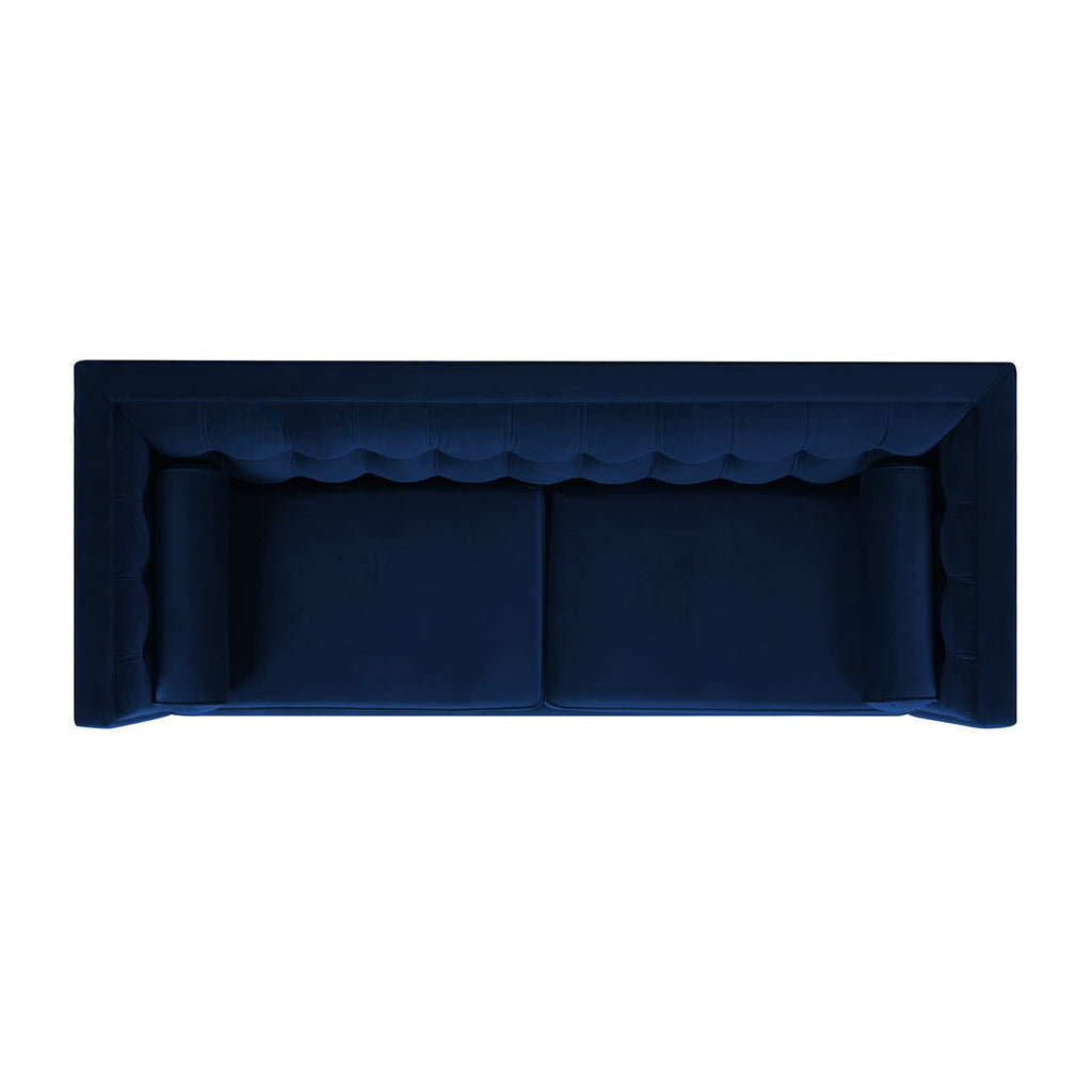 Navy Blue Velvet Tufted Sofa Q53861