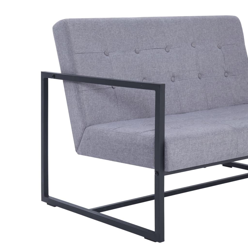 Light Gray Fabric 2-Seater Sofa with Armrests K9148
