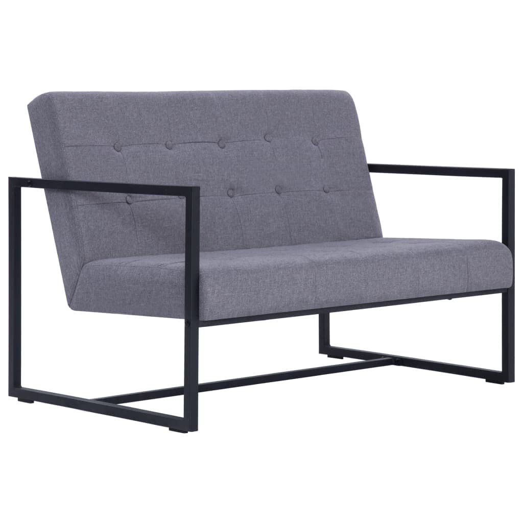 Light Gray Fabric 2-Seater Sofa with Armrests K9148