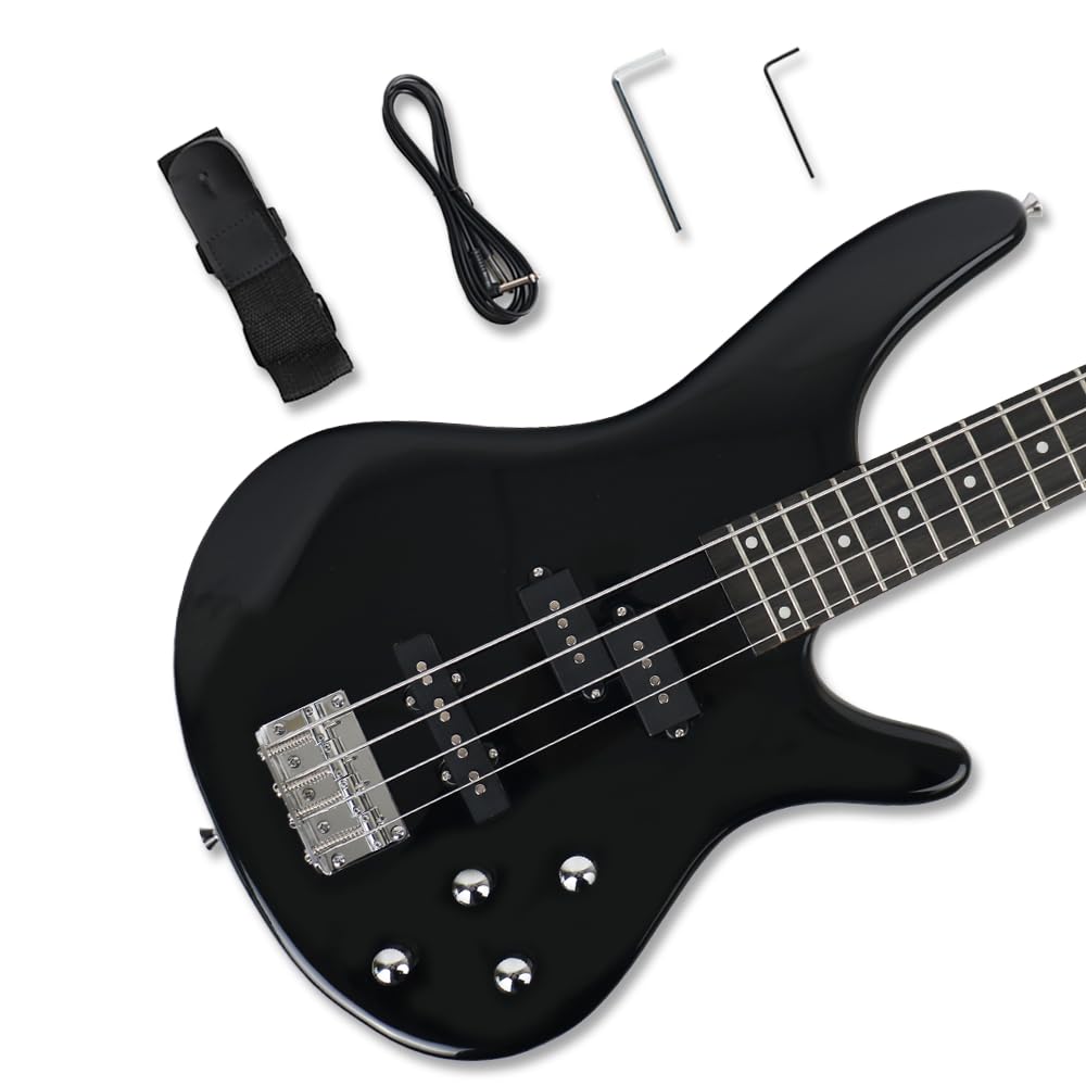 Black Full Size 24 Fret 4 String PJ Electric Bass Guitar B248