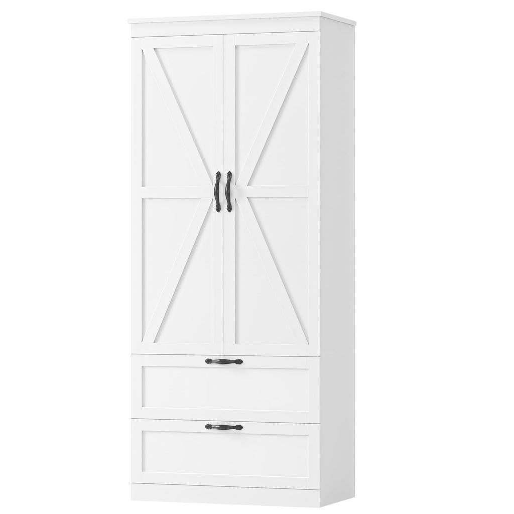 70" White Kitchen Pantry Storage Cabinet Q680029