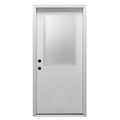 Primed Fiberglass 1/2 Lite Clear Glass Prehung Entry Door 36" x 80" I99290