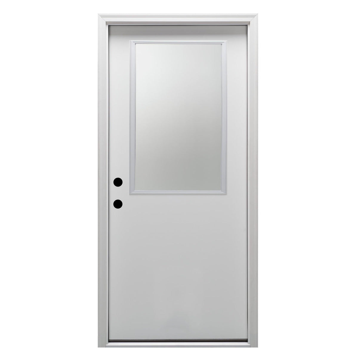 Primed Fiberglass 1/2 Lite Clear Glass Prehung Entry Door 36" x 80" I99290