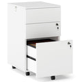 White 3 Drawer File Cabinet with Lock J439