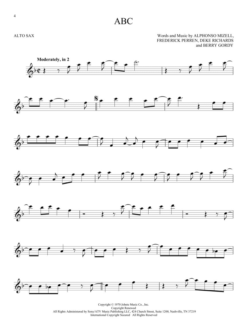 Alto Sax Sheet Music Songbook W133