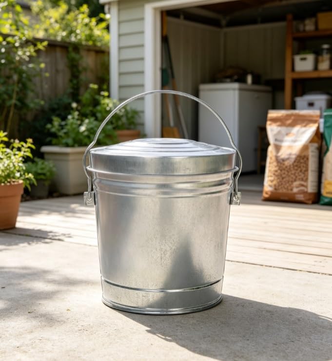 Galvanized Steel 6 Gallon Storage Can with Locking Lid R755795