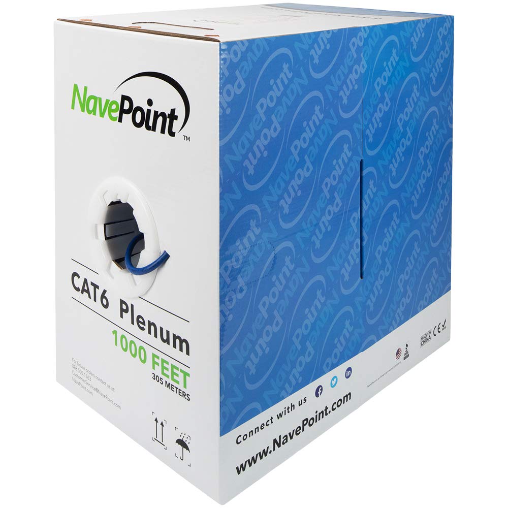 Cat6 Plenum 1000ft Blue Solid Bare Copper Ethernet Cable X419888