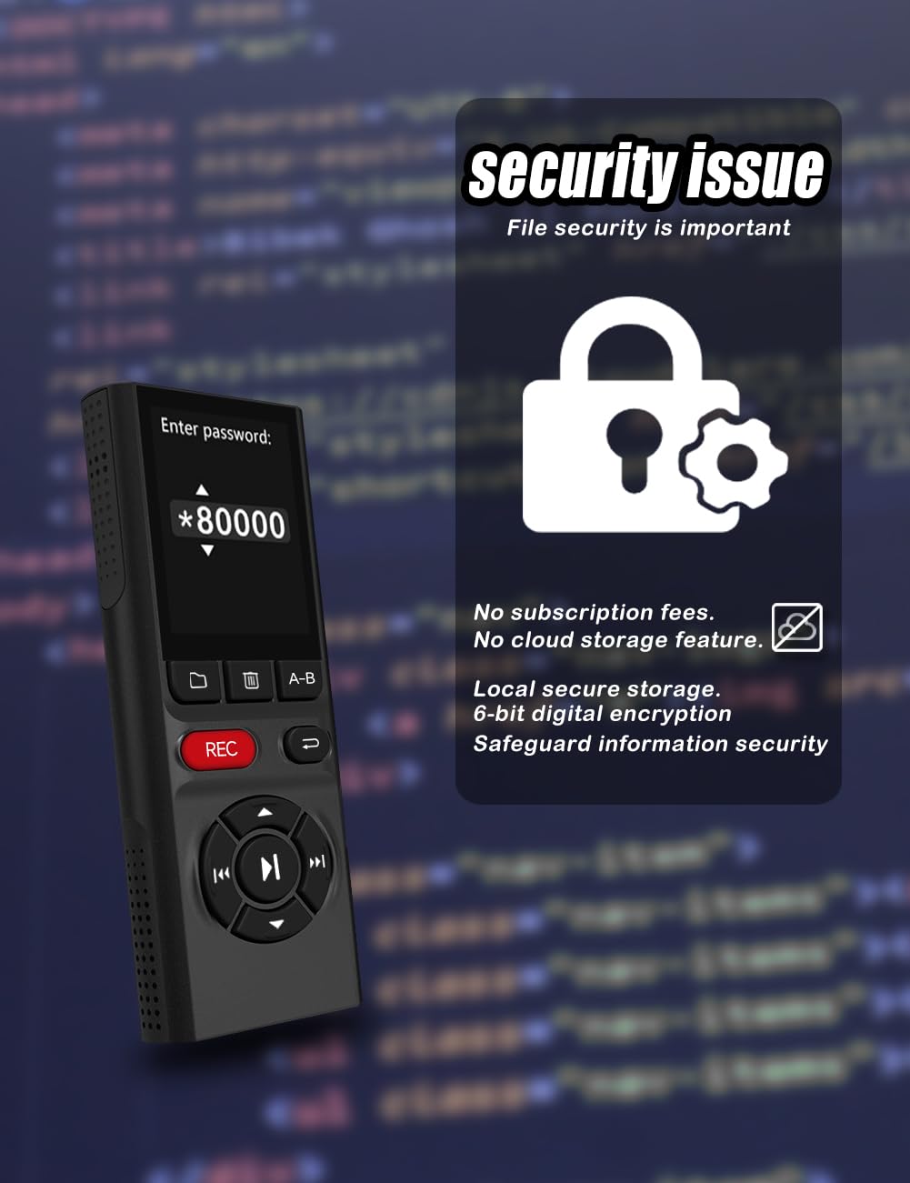 64GB Digital Voice Recorder with Playback USB N767321
