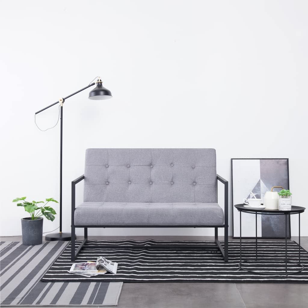Light Gray Fabric 2-Seater Sofa with Armrests K9148