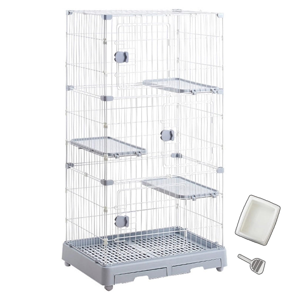 Detachable Metal Wire Cat Enclosure with Litter Box D24329