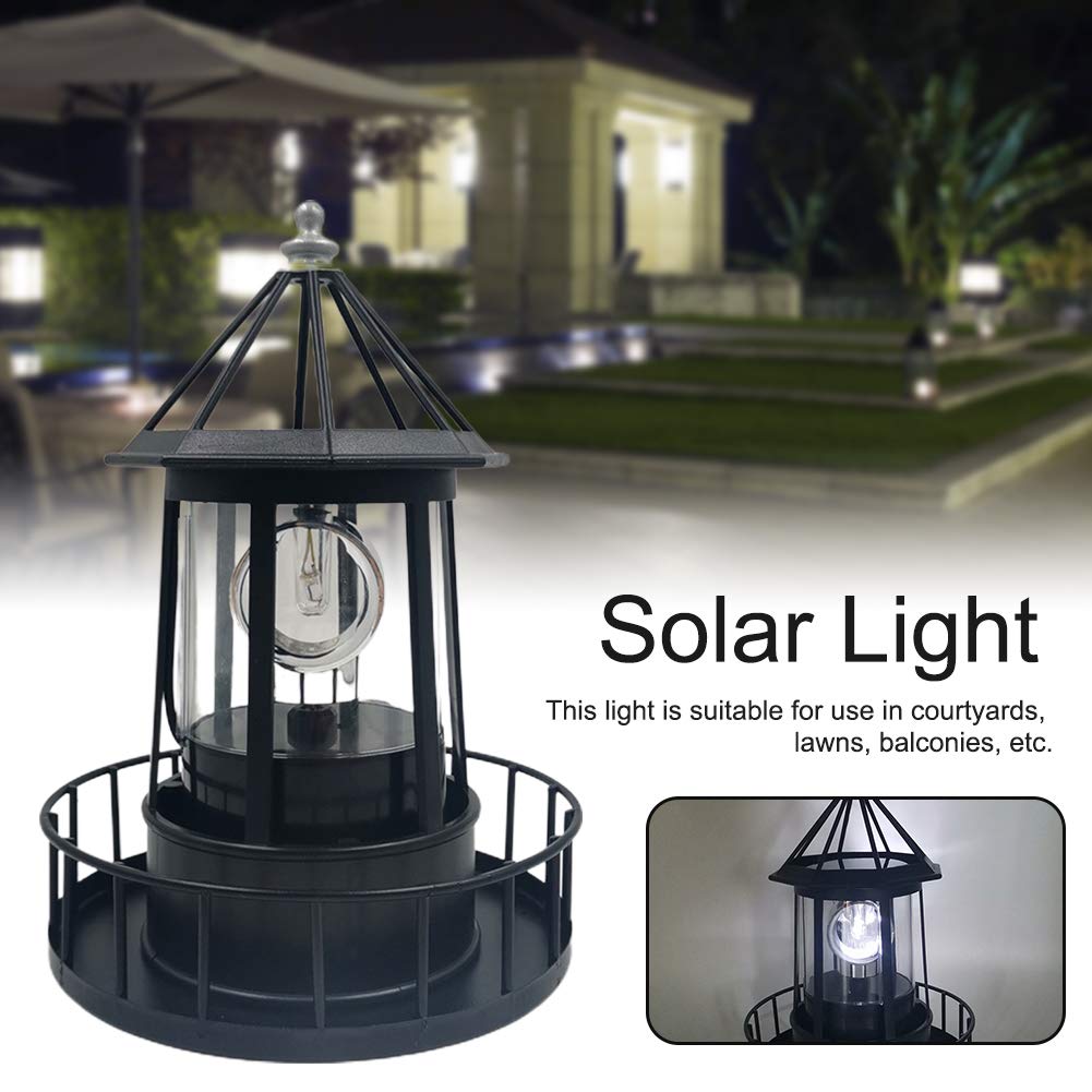 Solar Powered Rotating Waterproof Lighthouse Statue Lights S7307