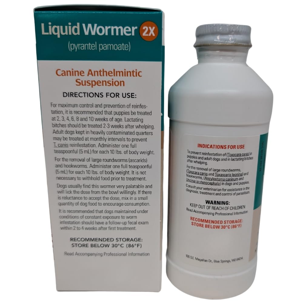 2 oz Pyrantel Pamoate Liquid Wormer for Dogs and Puppies G9439