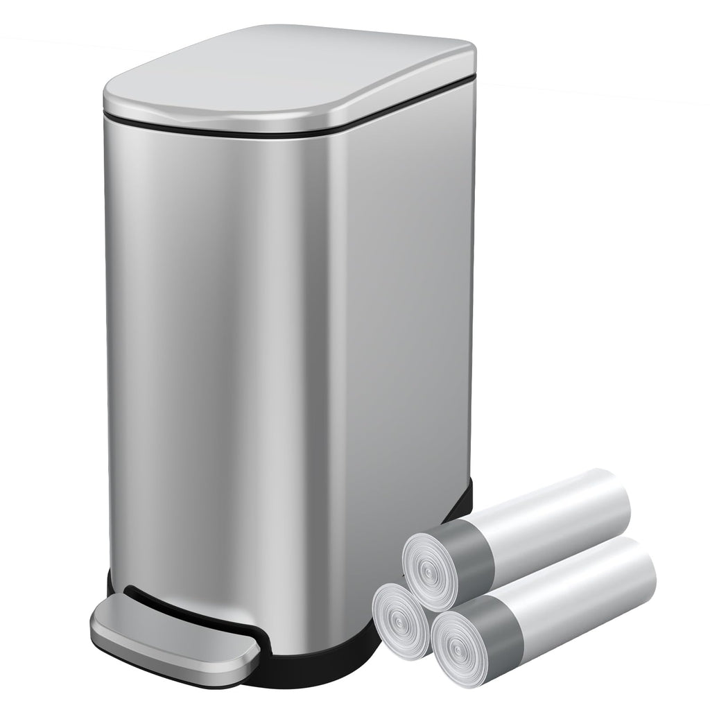 2.6 Gallon Stainless Steel Step Trash Can with Lid B8403