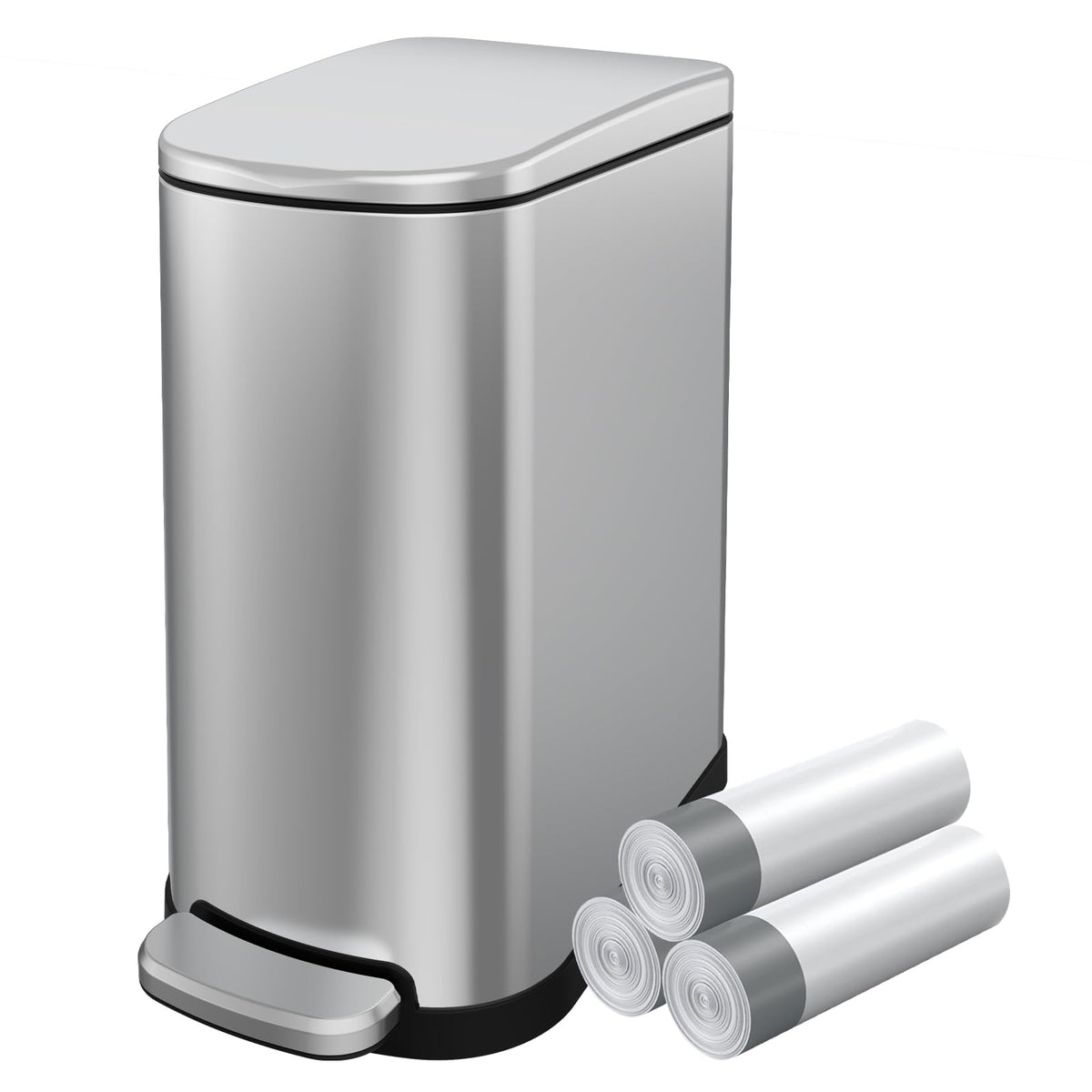 2.6 Gallon Stainless Steel Step Trash Can with Lid B8403