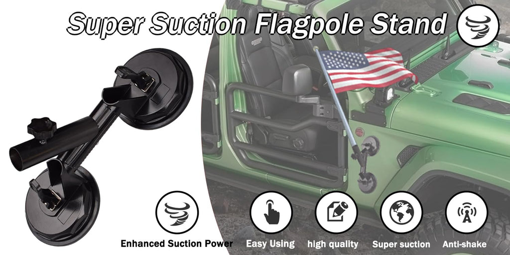 Suction Cup Vehicle Flagpole Bracket Aluminum Alloy J4544