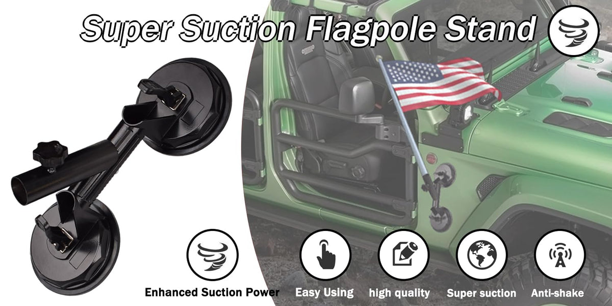 Suction Cup Vehicle Flagpole Bracket Aluminum Alloy J4544