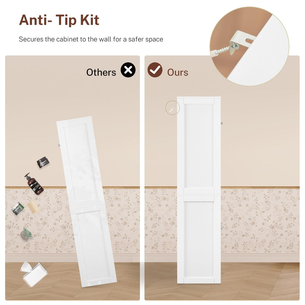 Tall Bathroom Storage Cabinet with 4 Doors Q821046