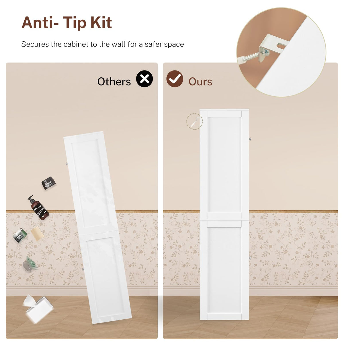Tall Bathroom Storage Cabinet with 4 Doors Q821046