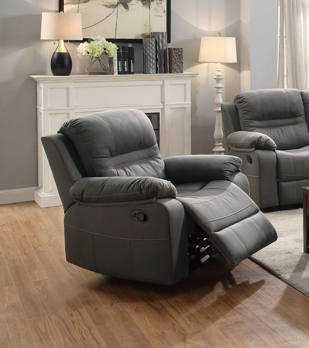 Slate Blue Breathable Leatherette Recliner Chair E607236