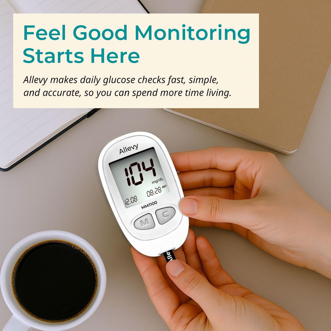 Blood Glucose Monitor Kit with 100 Test Strips and Lancets D175362