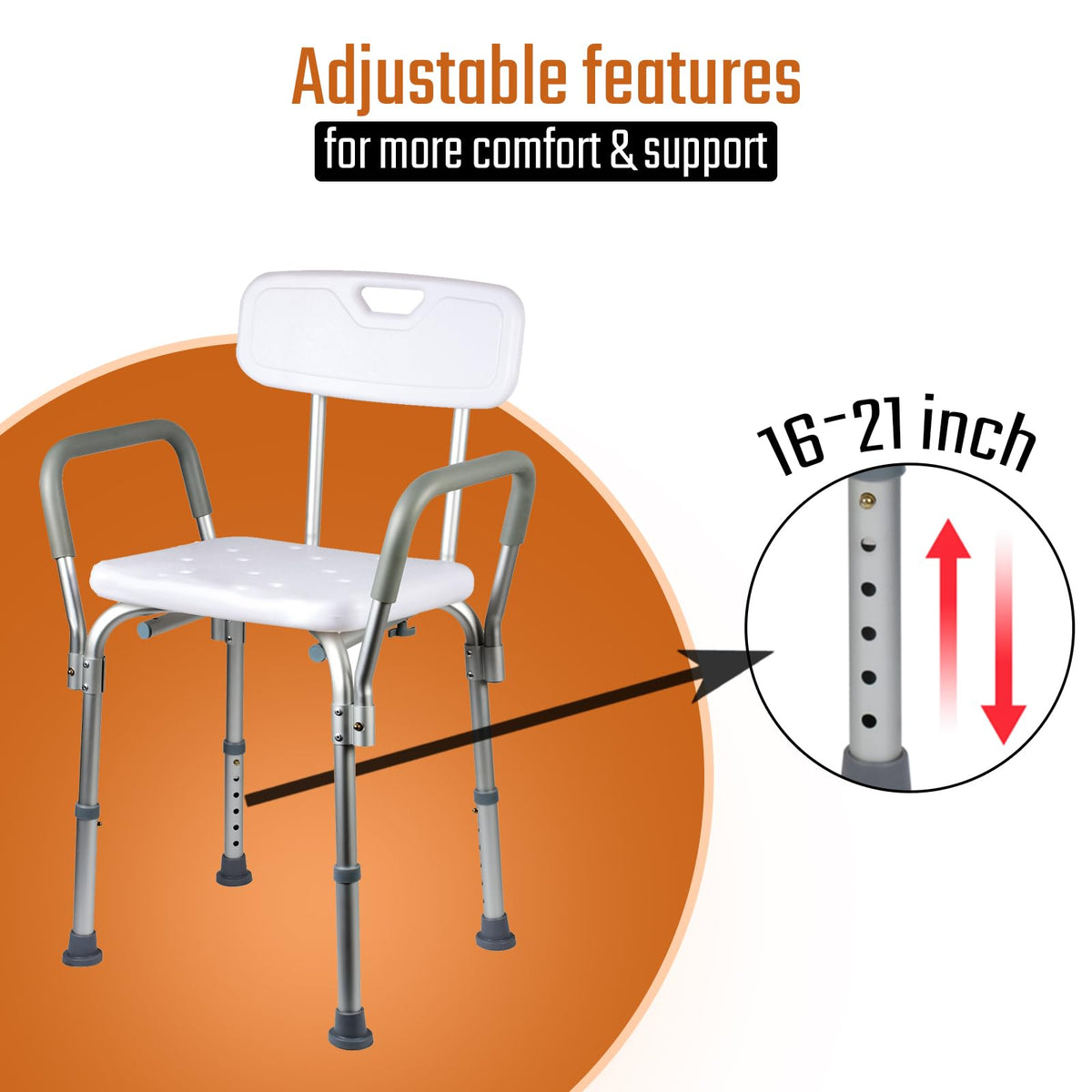 Heavy Duty Shower Chair with Back and Arms C196