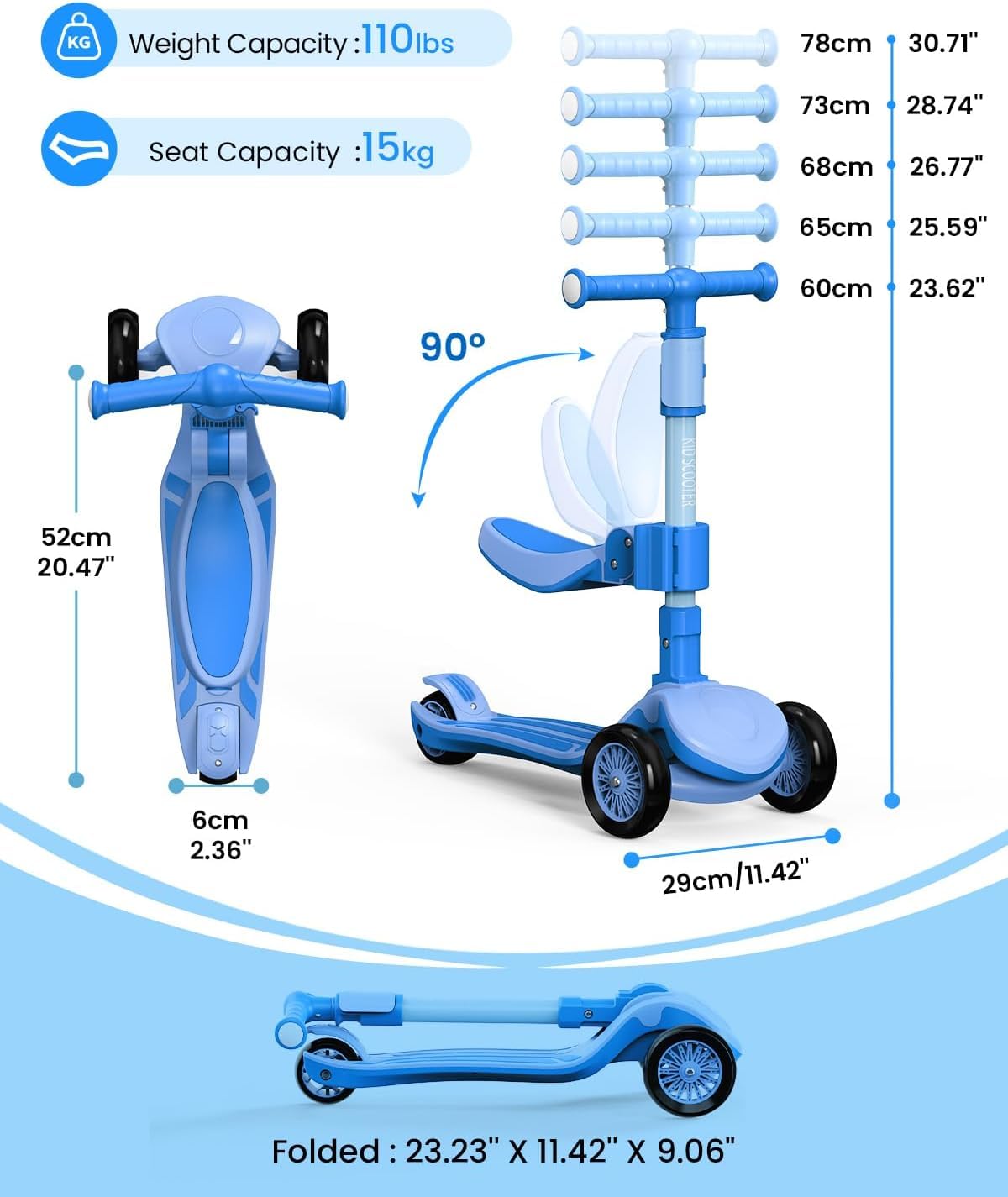 3 Wheel Foldable Kids Scooter with Seat N5206