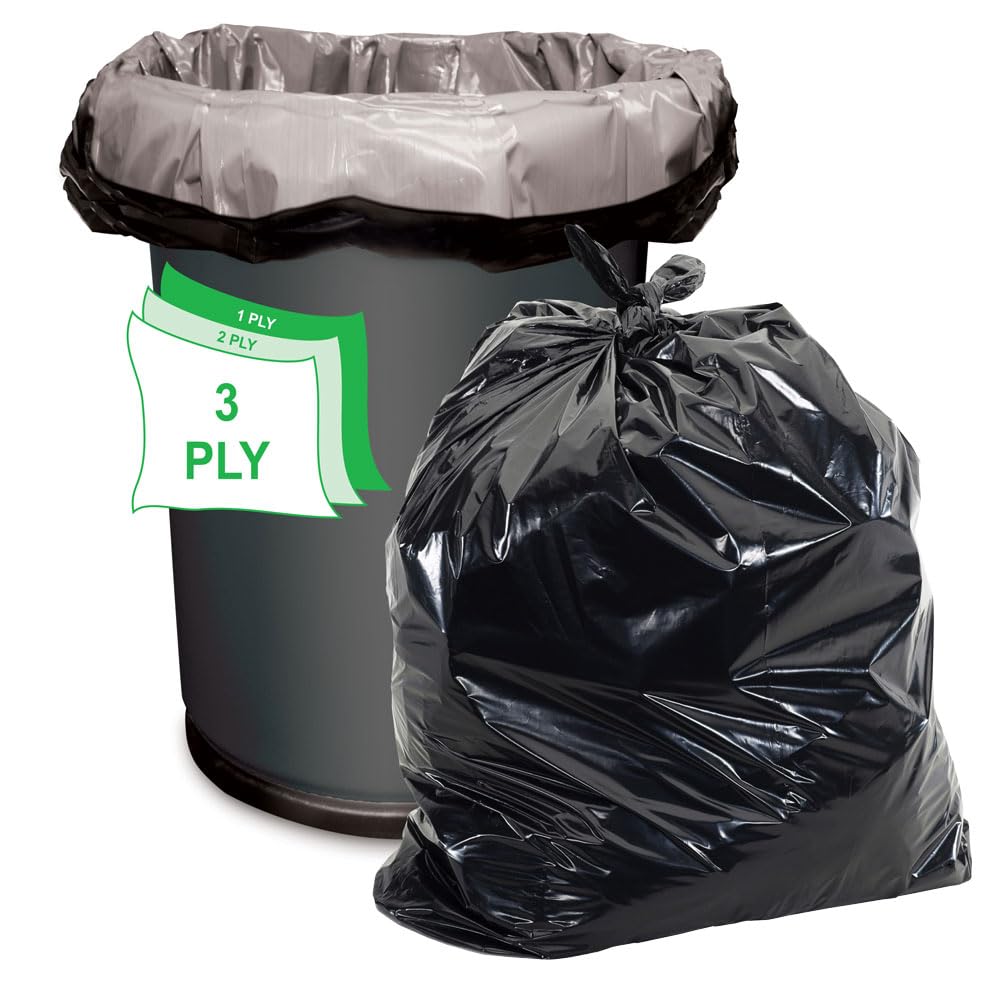 40-45 Gallon Black Heavy Duty Trash Bags Pack of 100 Y680538