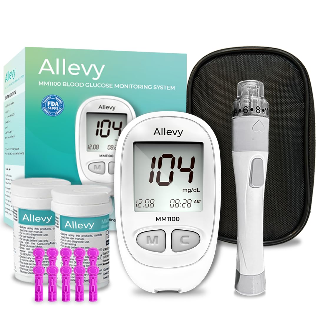 Blood Glucose Monitor Kit with 100 Test Strips and Lancets D175362
