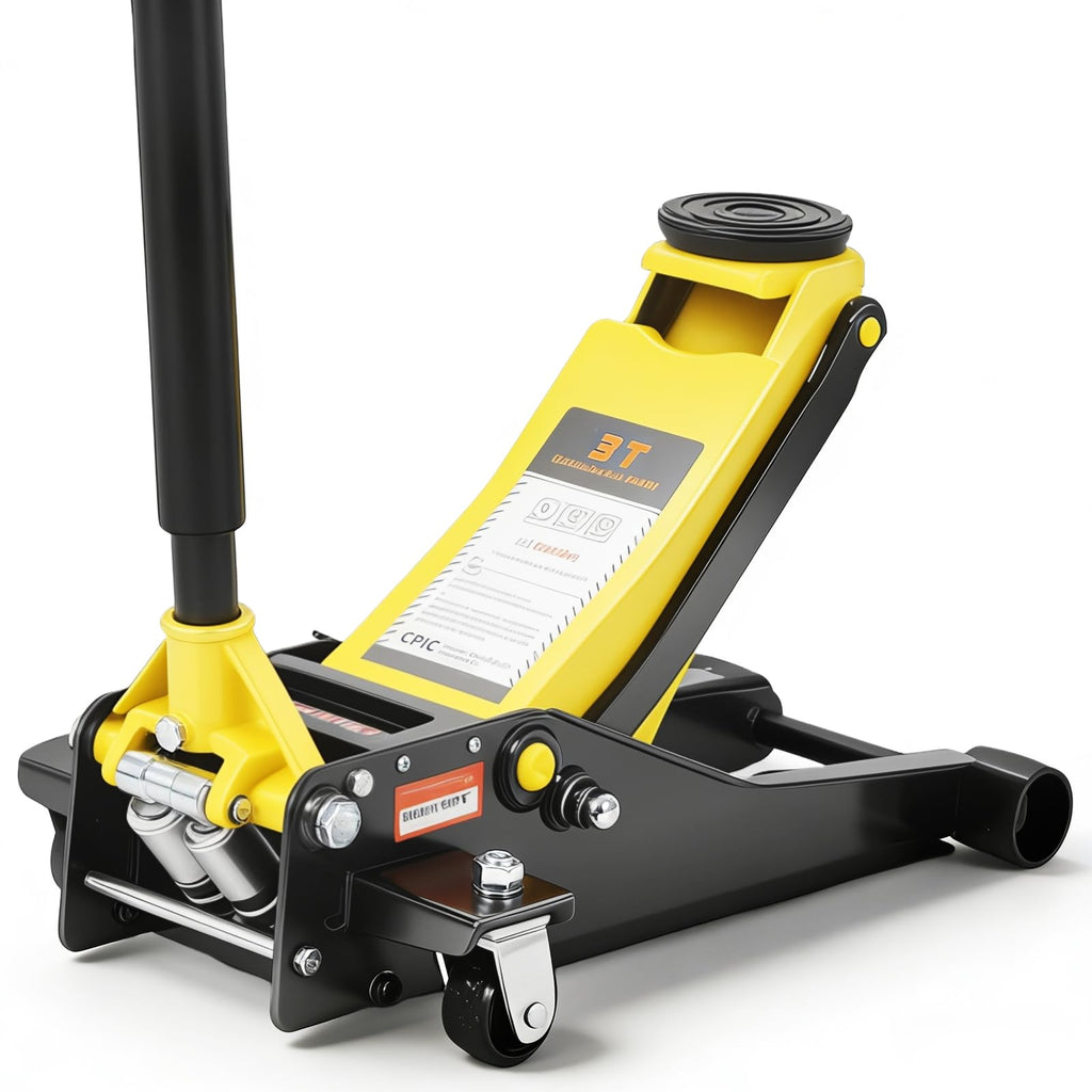 3 Ton Low Profile Hydraulic Floor Jack with Dual Piston Quick Lift Pump Steel Yellow M898391