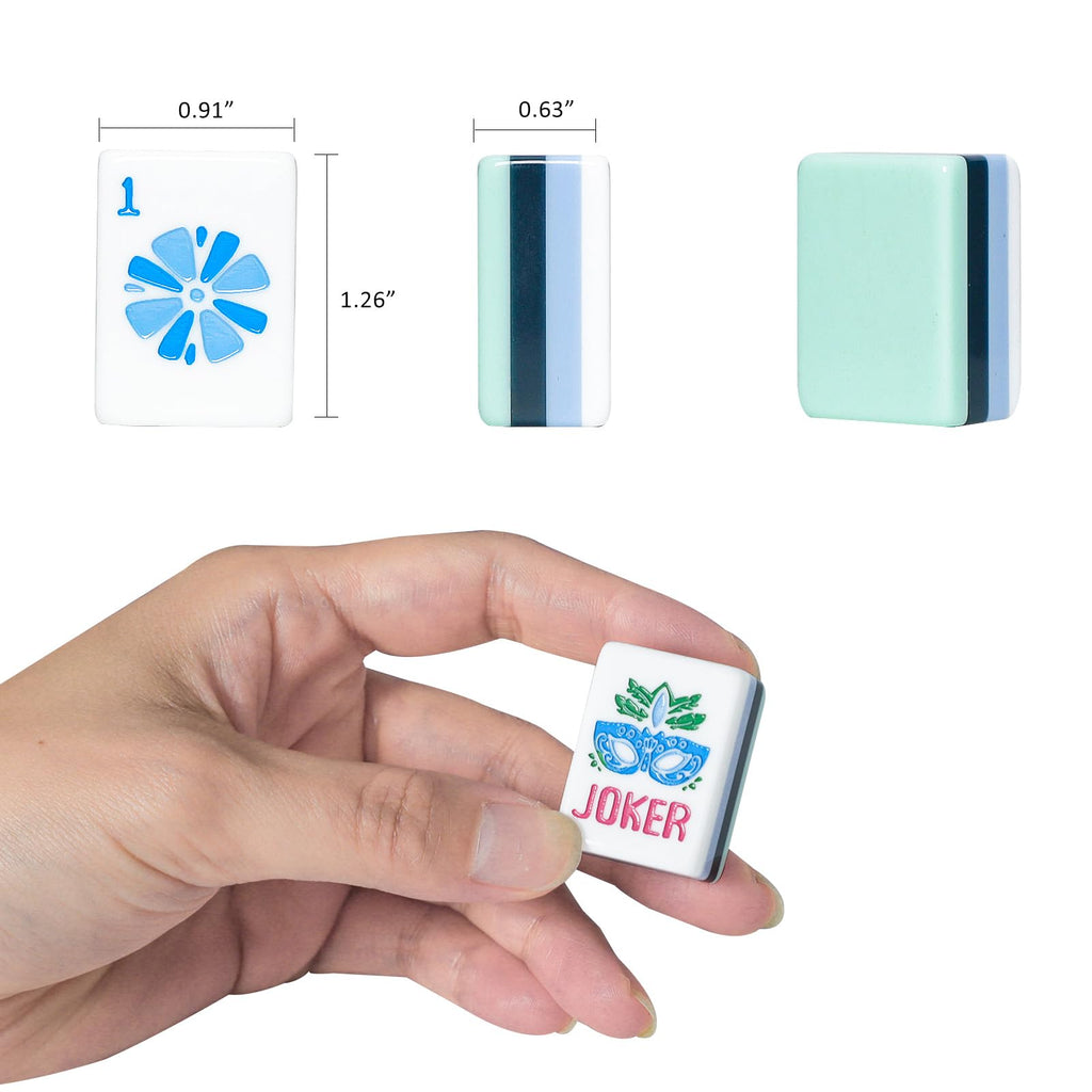 American Mahjong Set with Blue Carrying Bag, 160 Acrylic Tiles, 4 Rack/Pushers H282