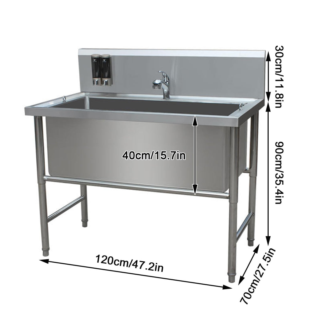 47" Stainless Steel Dog Grooming Tub with Stairs L507450