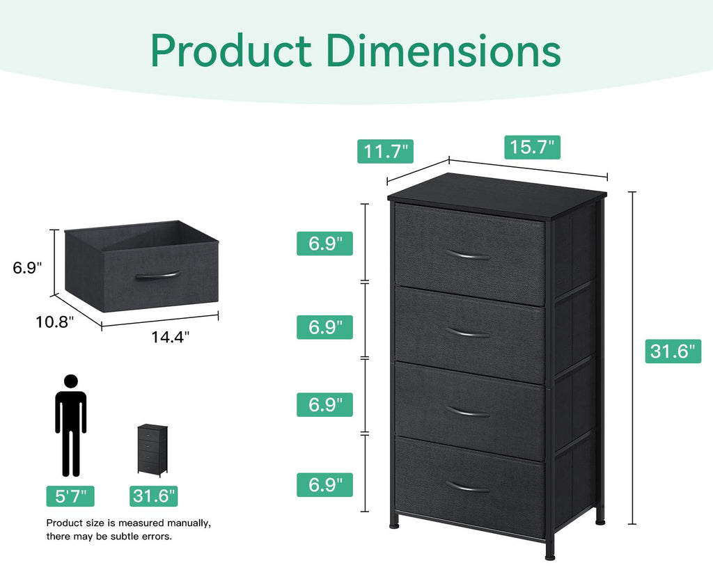 Black 4 Drawer Small Dresser D650258