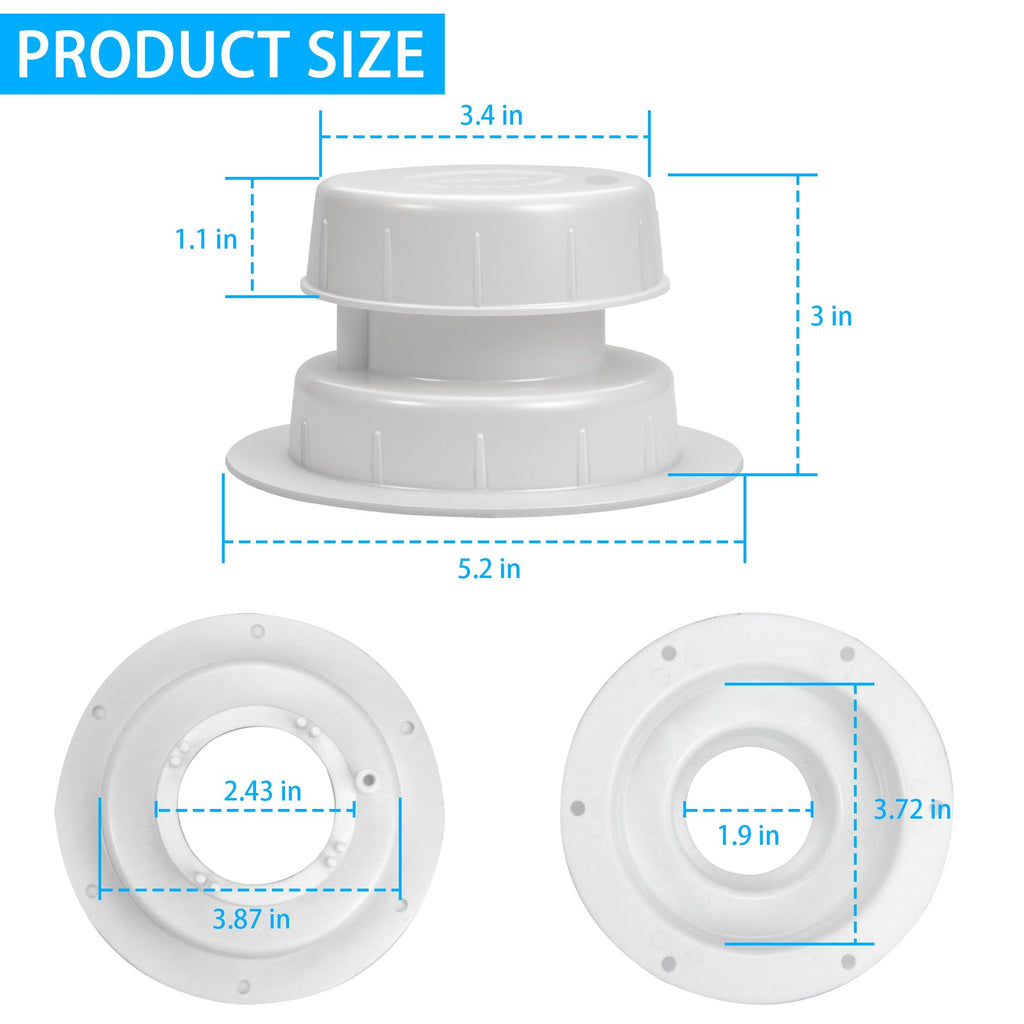 RV Plumbing Vent Cap Fits 1 to 2 3/8 Inch Pipe White 2 Pack Y701917
