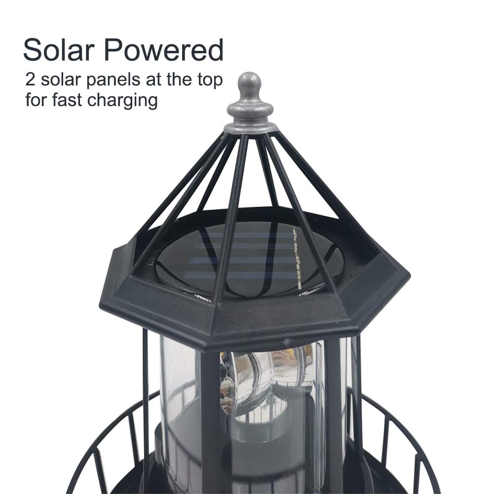 Solar Powered Rotating Waterproof Lighthouse Statue Lights S7307