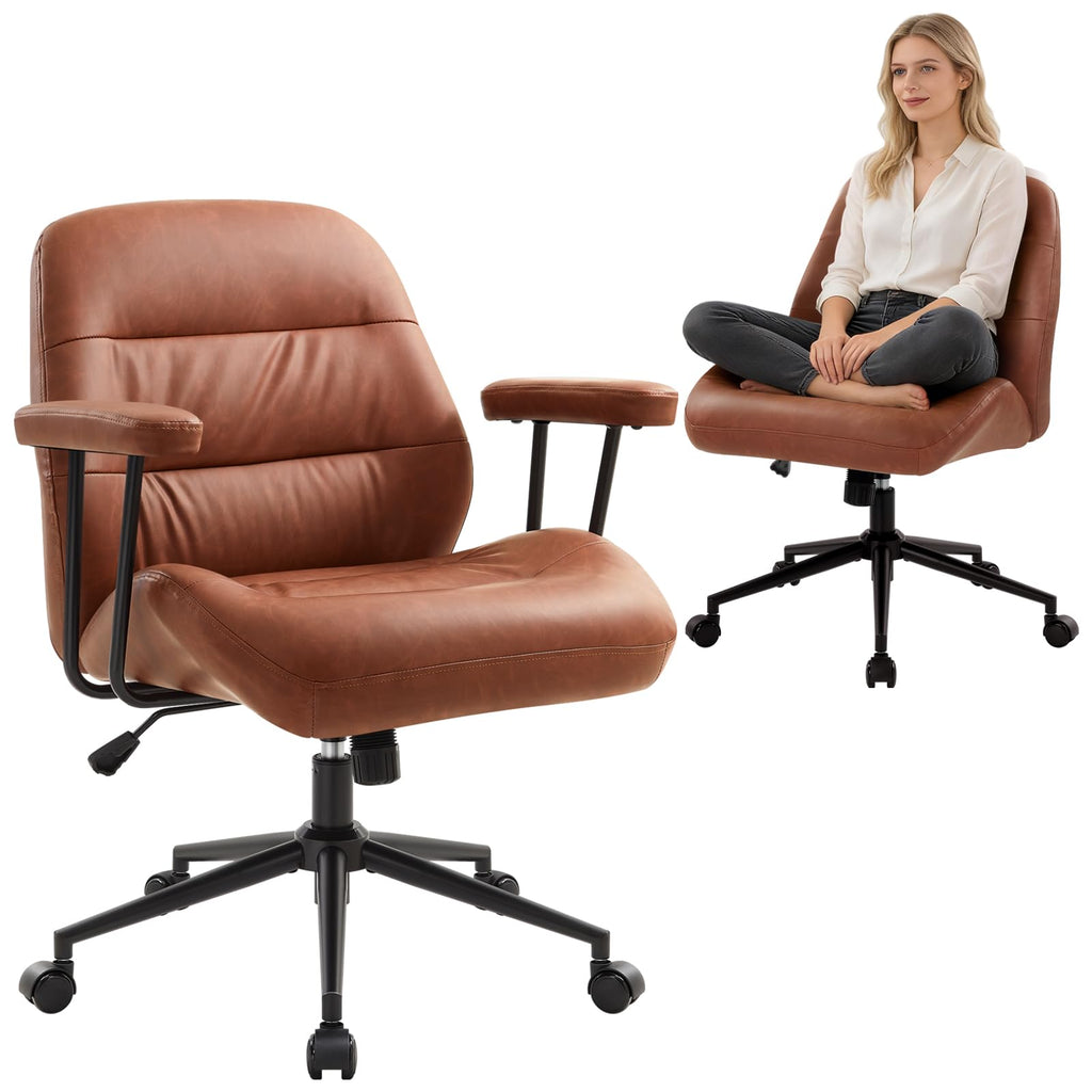 Leather Home Office Chair with Removable Armrests M516145