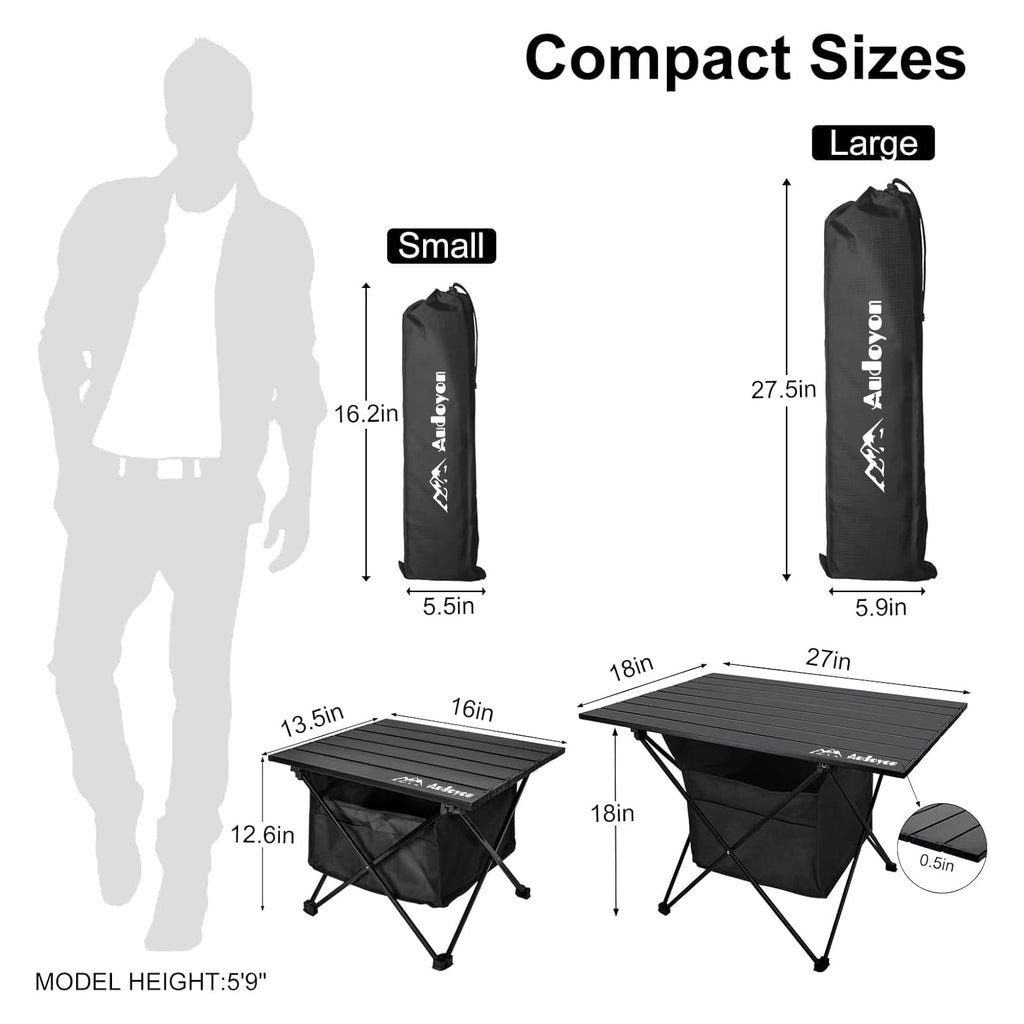 Foldable Aluminum Camping Side Table with Carry Bag L61224