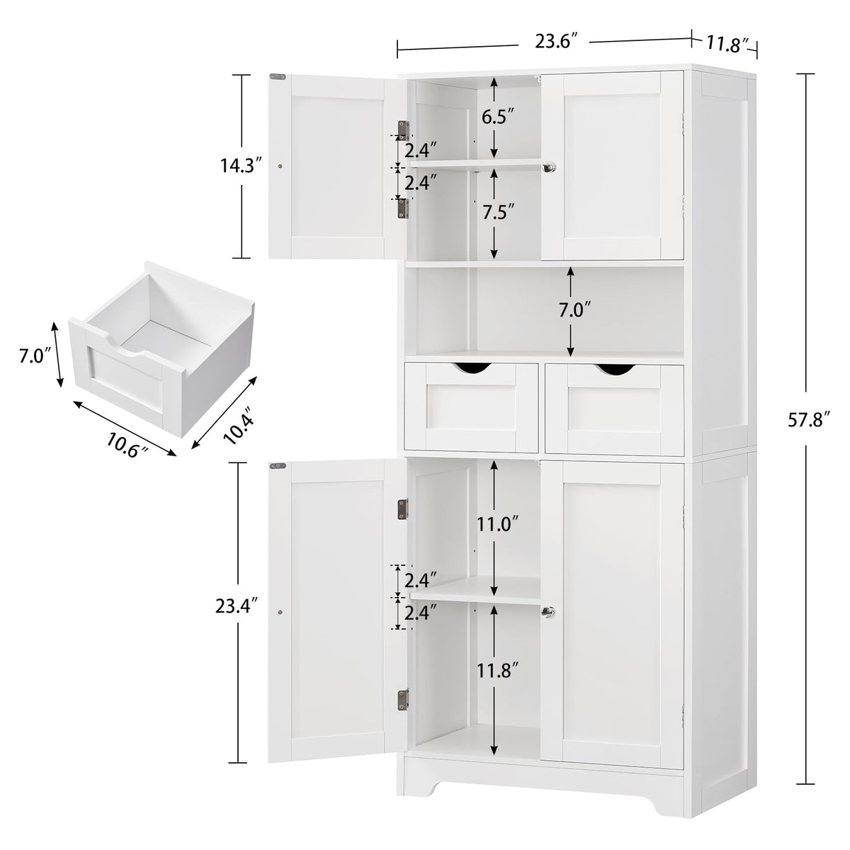 Tall Bathroom Storage Cabinet with 4 Doors Q821046