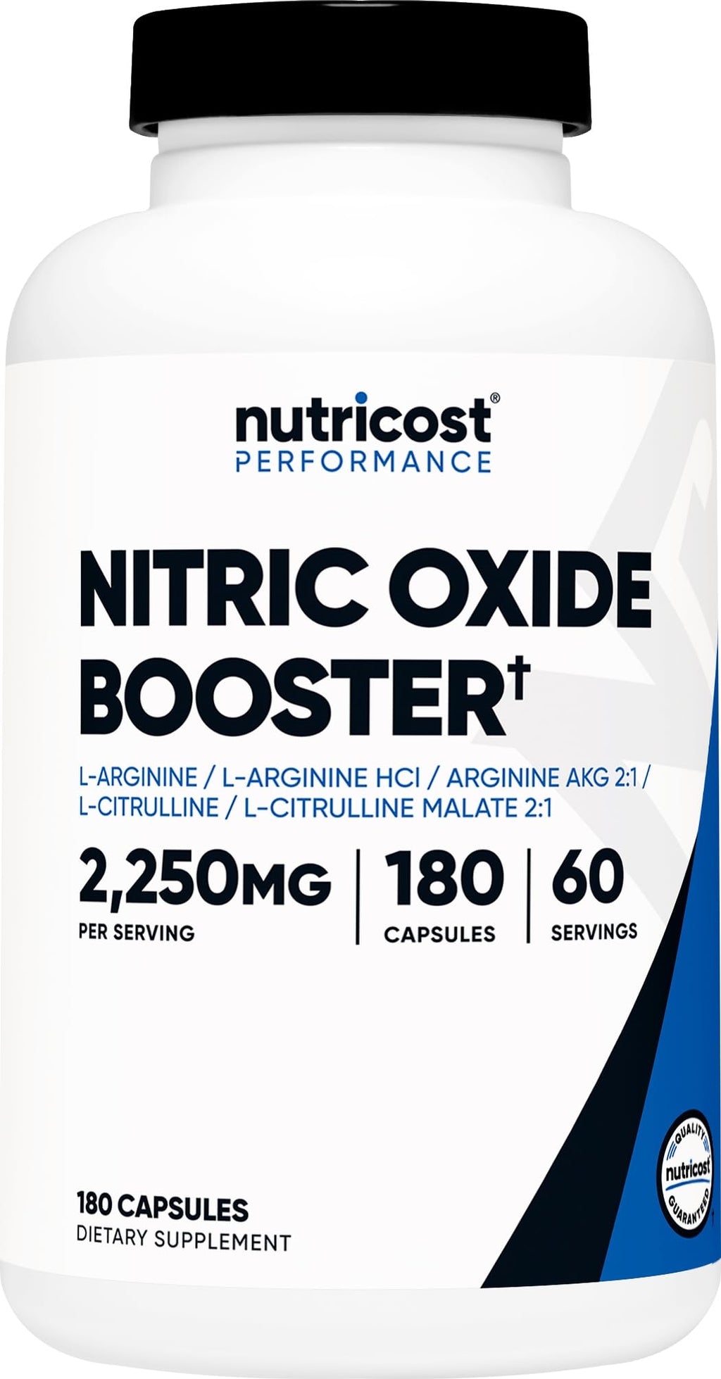 Nitric Oxide Booster 2250mg 180 Capsules Gluten Free A82302