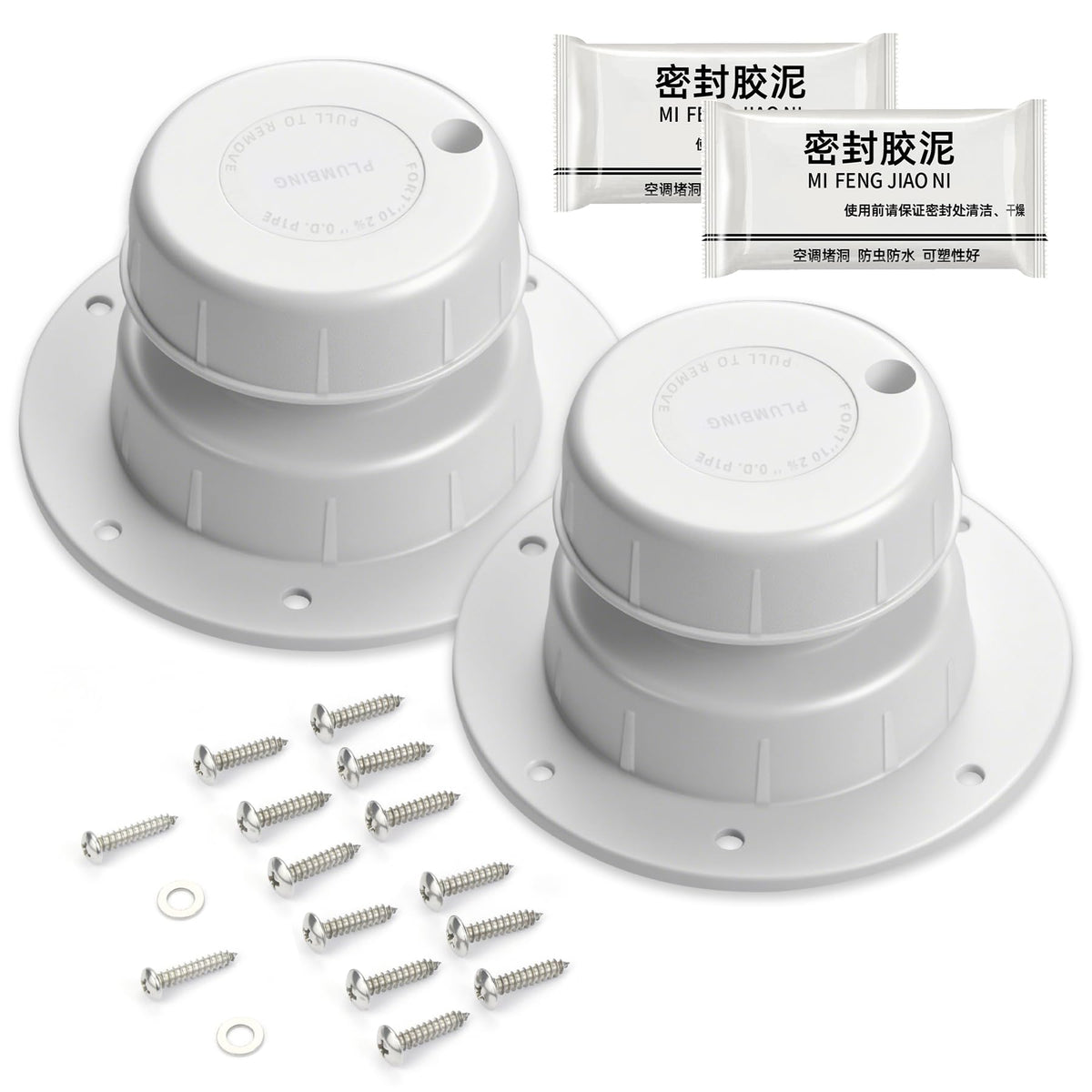 RV Plumbing Vent Cap Fits 1 to 2 3/8 Inch Pipe White 2 Pack Y701917