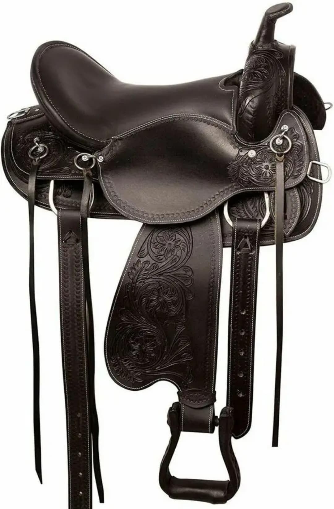 Black Floral Tooled Leather Western Saddles Combo Tack Set N244615