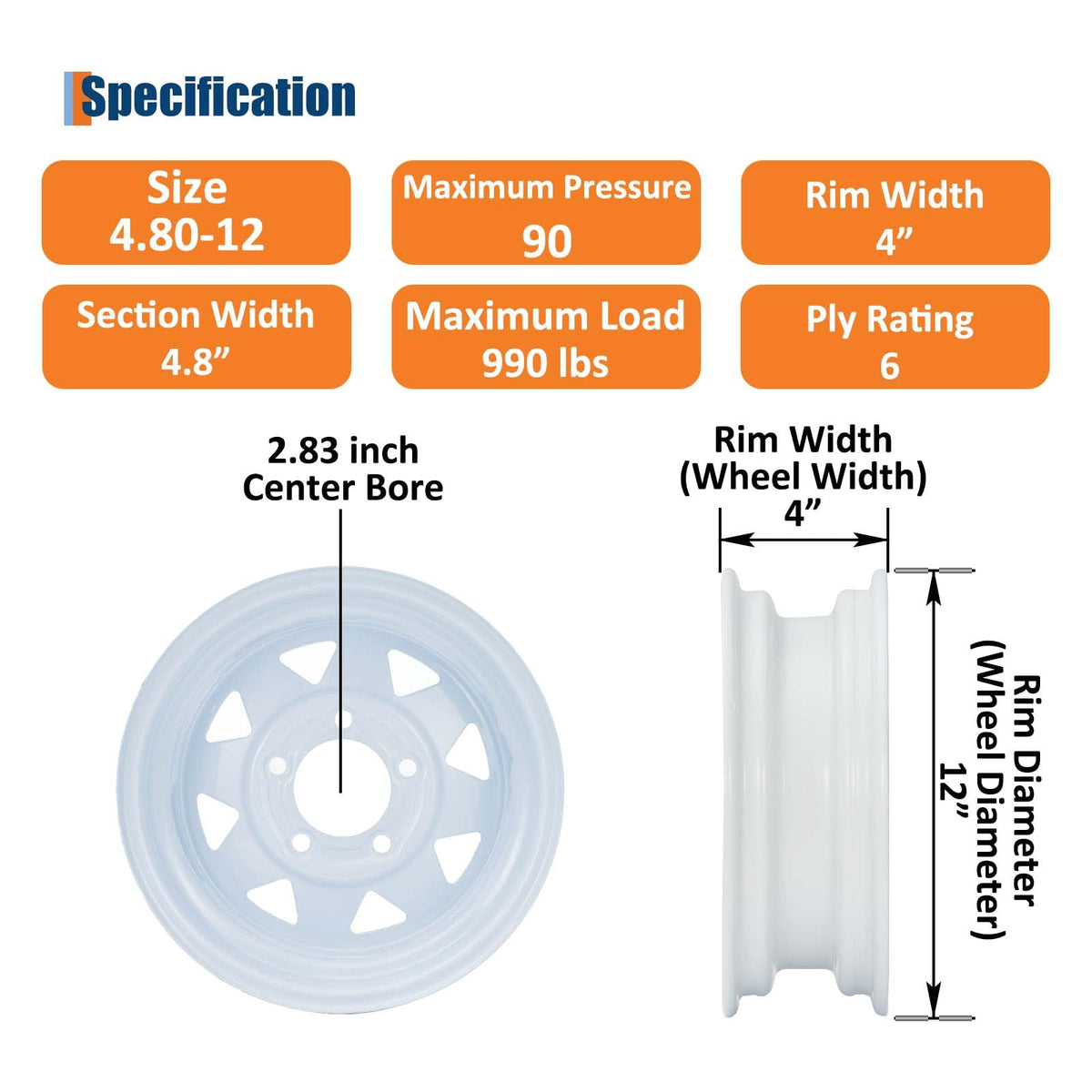 12 Trailer Tire and Wheel Assembly 5 Lug Set of 2 Q12833