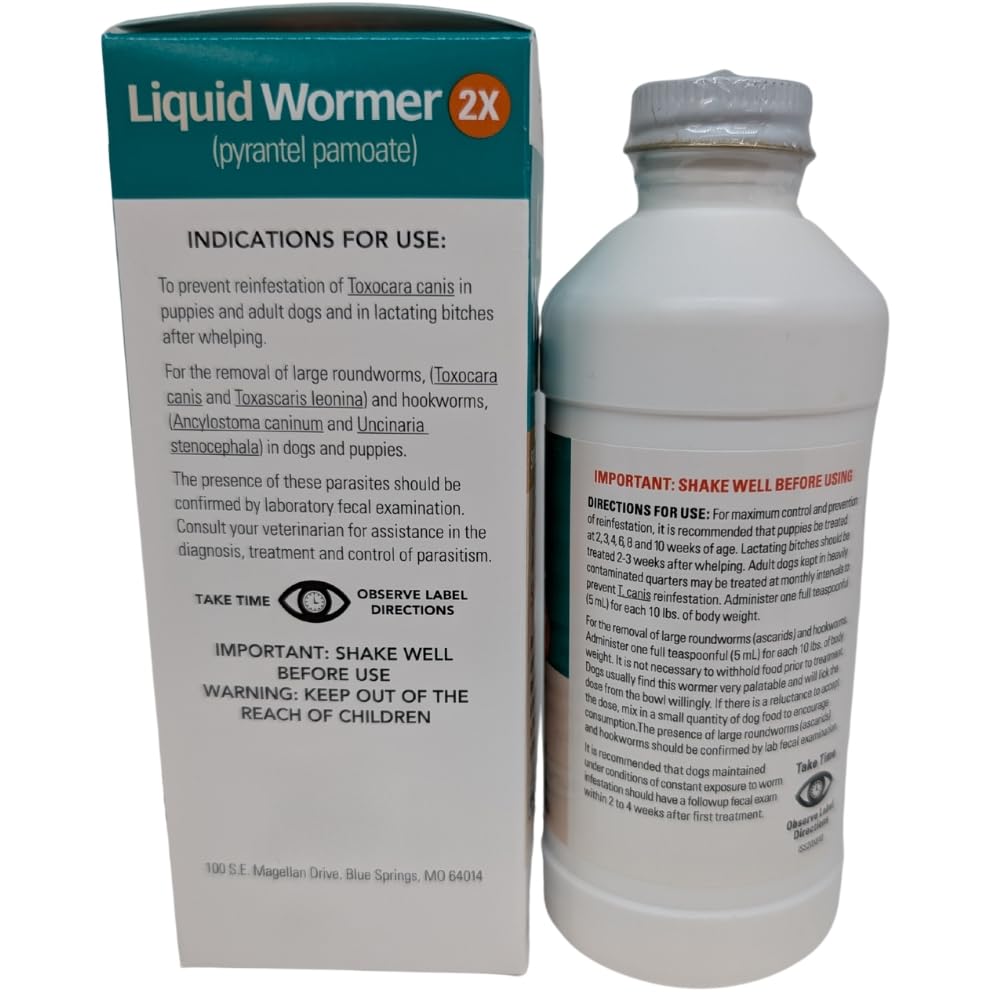 2 oz Pyrantel Pamoate Liquid Wormer for Dogs and Puppies G9439