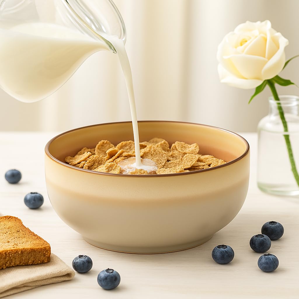 Stoneware Ceramic Cereal Bowls Set of 4, 21 oz Y777283
