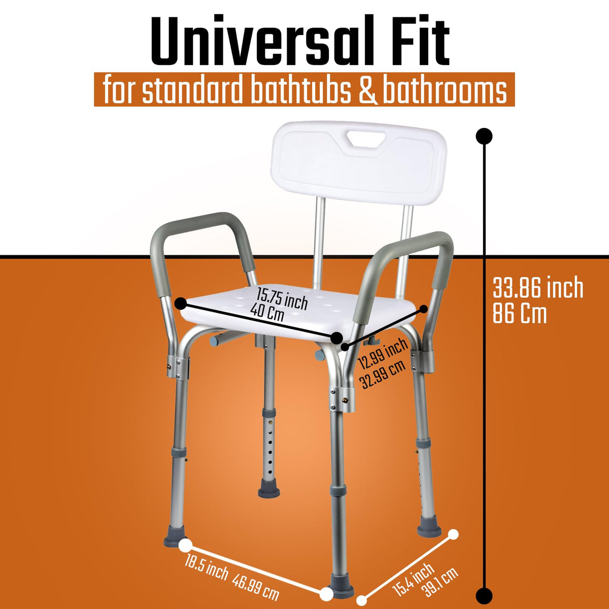 Heavy Duty Shower Chair with Back and Arms C196