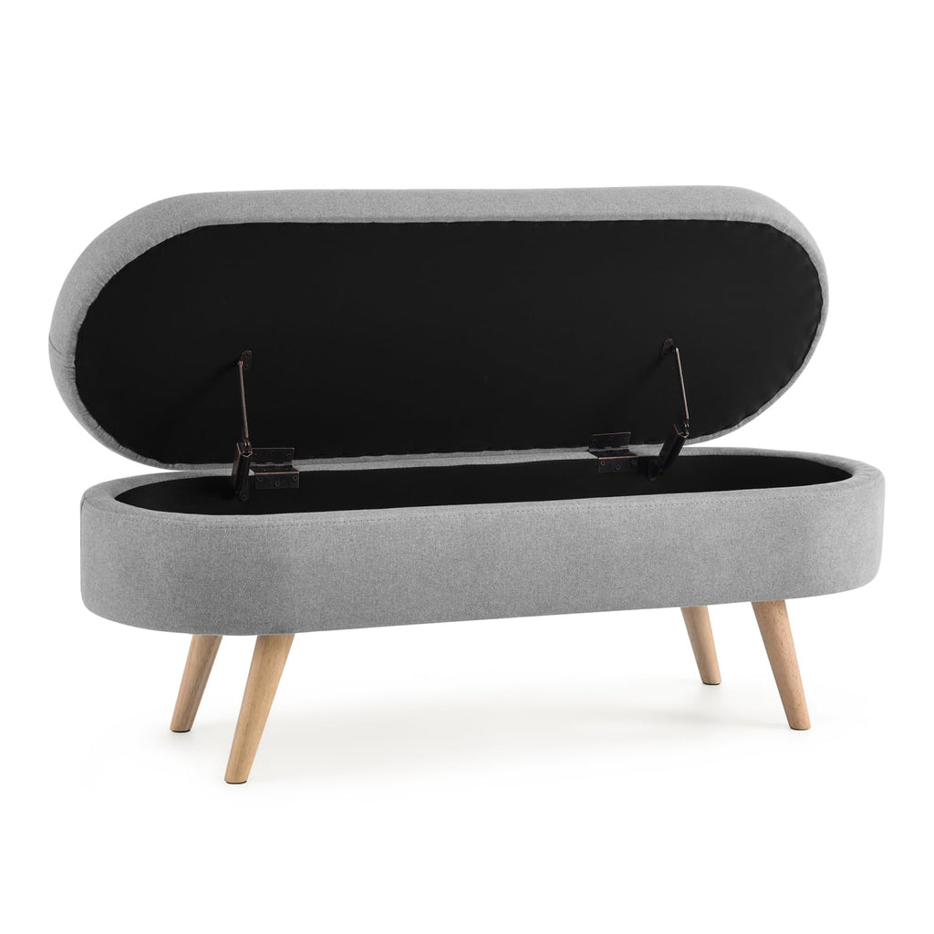 Oval Storage Bench with Rubber Wood Legs A350686