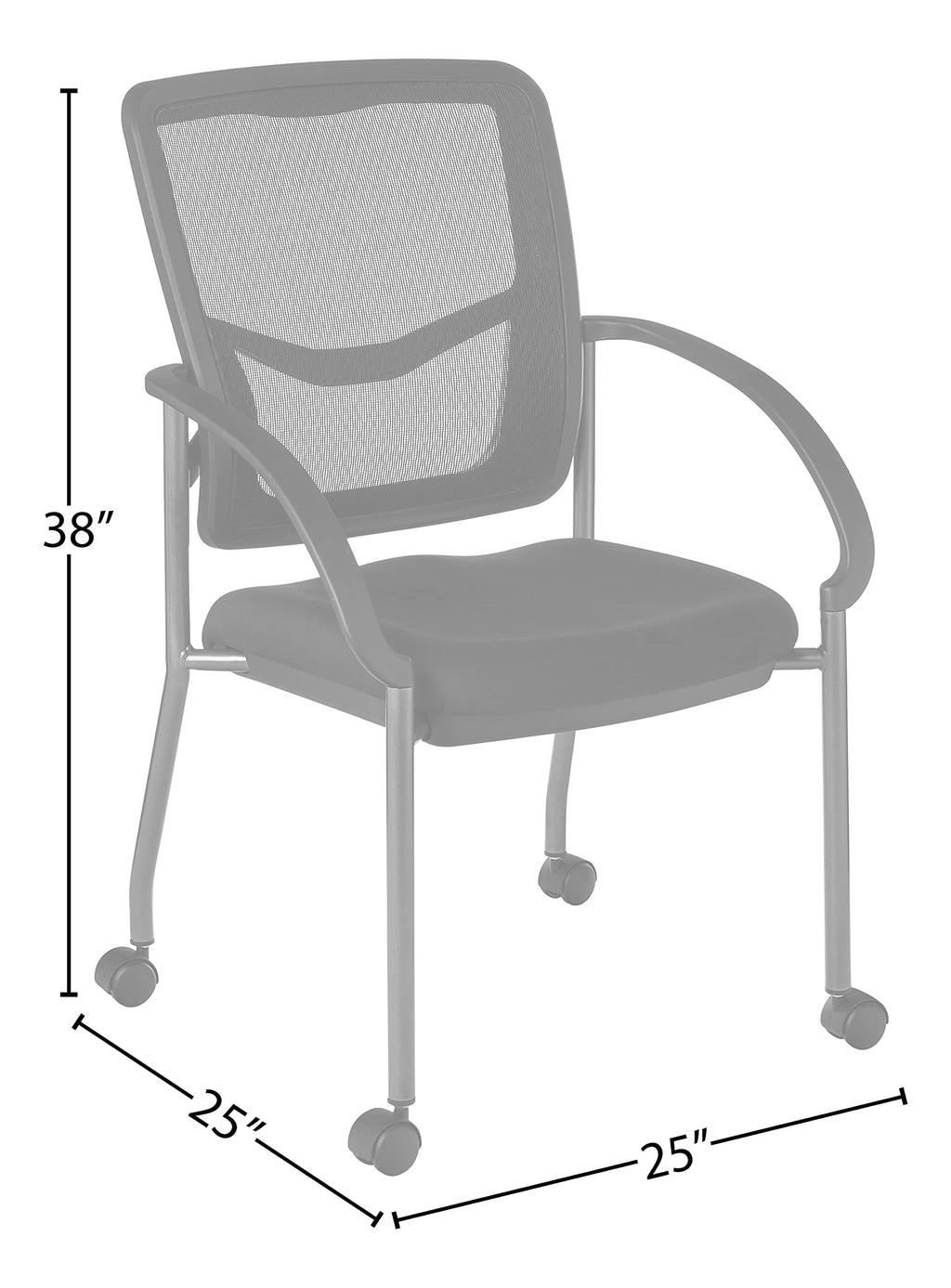 Stackable Visitor's Chair with Breathable Back and Rolling Casters S45441
