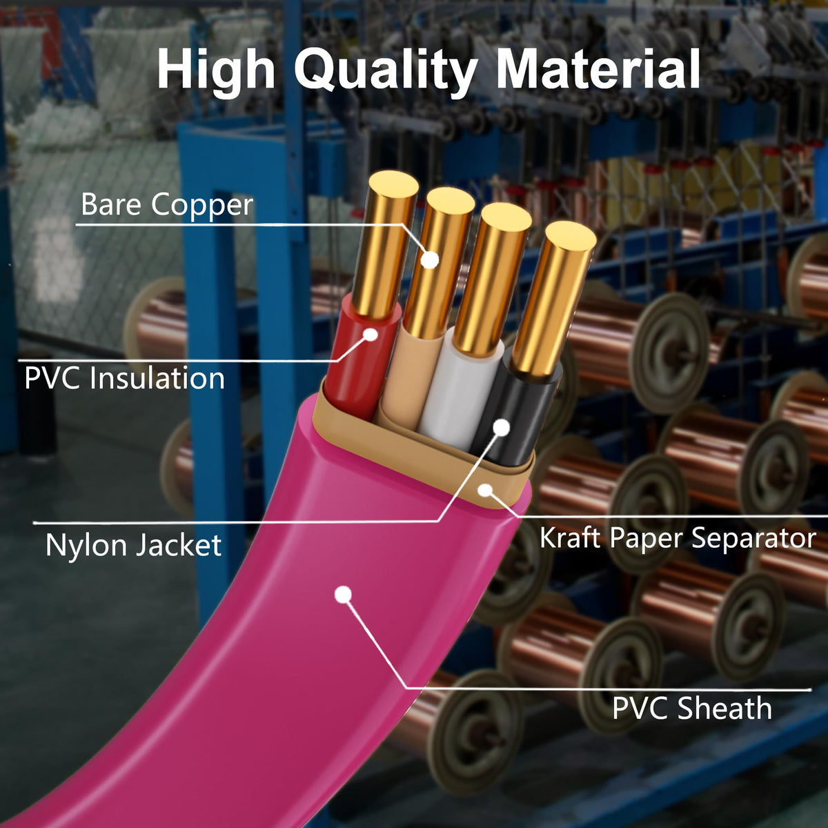 Pink 100FT Non-Metallic Sheathed Cable Z9461