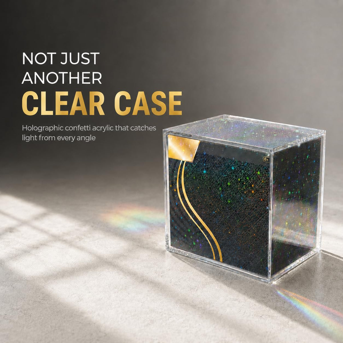 Holographic Acrylic 5mm Thick Magnetic Lid Stackable TCG Card Storage Box B9134