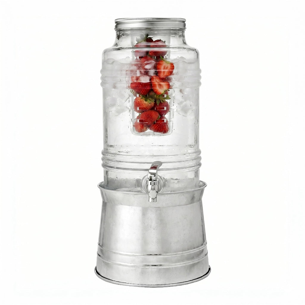 Glass Beverage Dispenser with Metal Stand V772