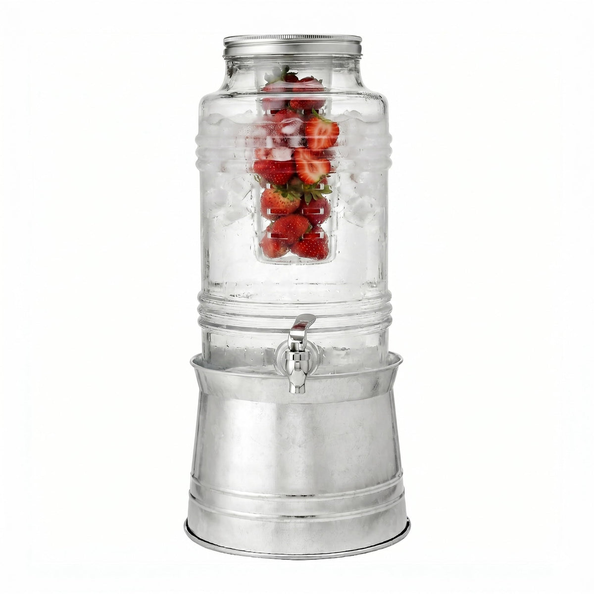 Glass Beverage Dispenser with Metal Stand V772